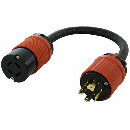 AC WORKS 1.5ft 3-Phase 30A 250V L15-30P 4-Prong Plug to L15-20R Locking 3-Phase 20A 250V Connector L1530L1520-018